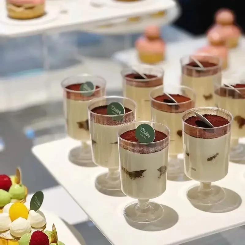 10/20PCS Plastic Western Tall Cup Disposable Ice Cream Mousse Household Pudding Small Plastic Party Christmas Dessert Cup