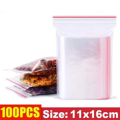 Thicken Zipper Sealed Bags Clear Plastic Storage Bag for Small Jewelry Food Packing Reclosable Zippers Sealing Pouch Wholesale