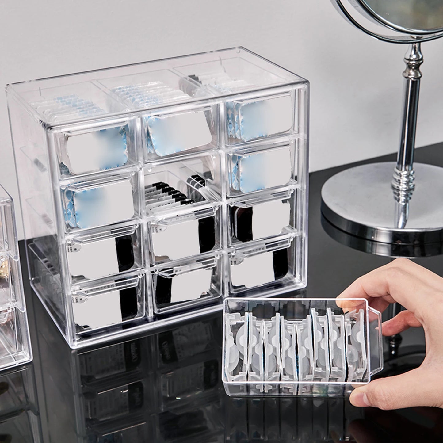 Transparent Compartment Beaded Storage Box Ins Style Large Capacity Acrylic Drawer Diy Handmade Rice Bead Jewelry Display Box