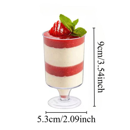 10/20PCS Plastic Western Tall Cup Disposable Ice Cream Mousse Household Pudding Small Plastic Party Christmas Dessert Cup