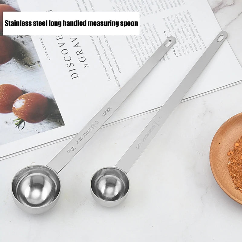 Coffee Scoops Long Handle Stainless Steel Milk Coffee Powder Scoop Measuring Spoon Fits Coffee Container For Ground Coffee