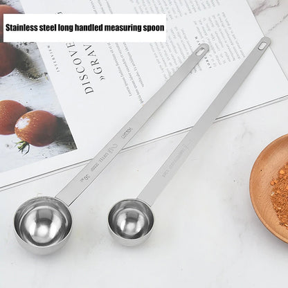 Coffee Scoops Long Handle Stainless Steel Milk Coffee Powder Scoop Measuring Spoon Fits Coffee Container For Ground Coffee