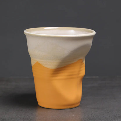 Creative Coarse Ceramic Coffee Cups Retro Irregular Folded Ceramic Mug