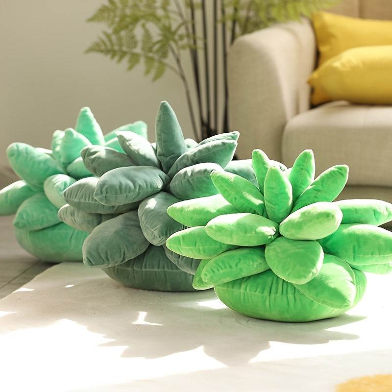 Succulent Pillow, Cute Pillows, Accent Pillows For Green Succulent Themed Home Decor, Soft Plush Cushions, Gifts For Succulent Lovers Or Kids (Dark Green) As Halloween, Chrismas Gift