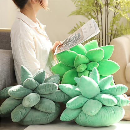 Succulent Pillow, Cute Pillows, Accent Pillows For Green Succulent Themed Home Decor, Soft Plush Cushions, Gifts For Succulent Lovers Or Kids (Dark Green) As Halloween, Chrismas Gift